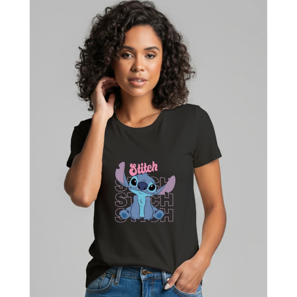 Camiseta blusa Feminina T-Shirt Estampada Stitch Fofinho Personalizada | 100% Algodão Premium