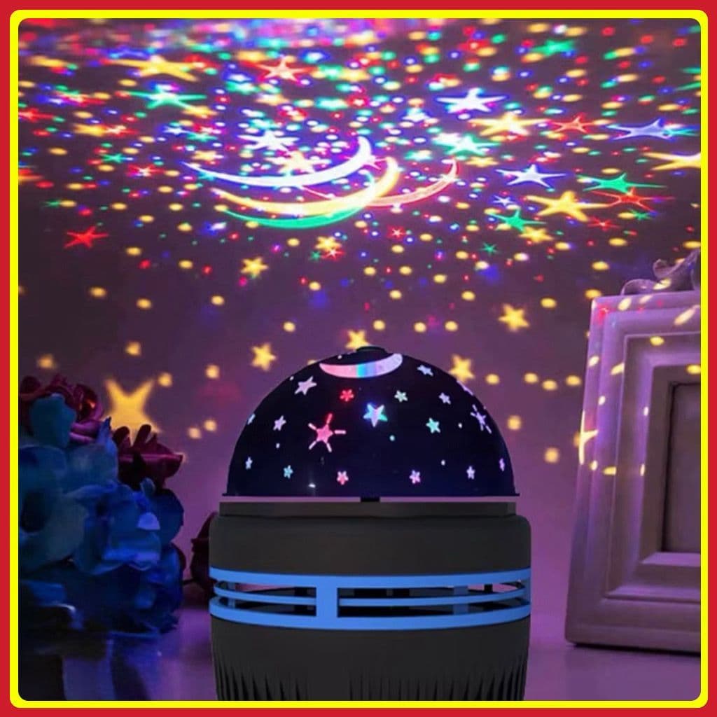 Lâmpada De Lua e Estrelas RGB Colorido LED Globo Giratória De Luz Festa