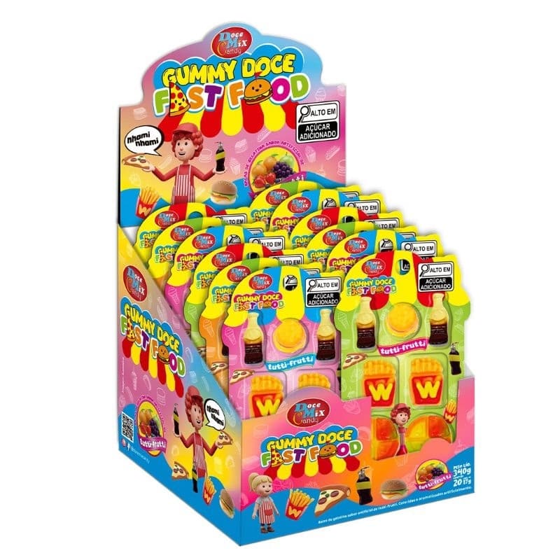 GUMMY DOCE FAST FOOD DISPLAY C/20 UNIDADES SABOR TUTTI-FRUTTI