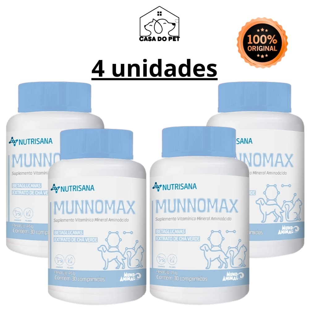 Munnomax 30 comprimidos Suplemento Para Cães E Gatos - Imunidade, Pelagem e Suporte Nutricional