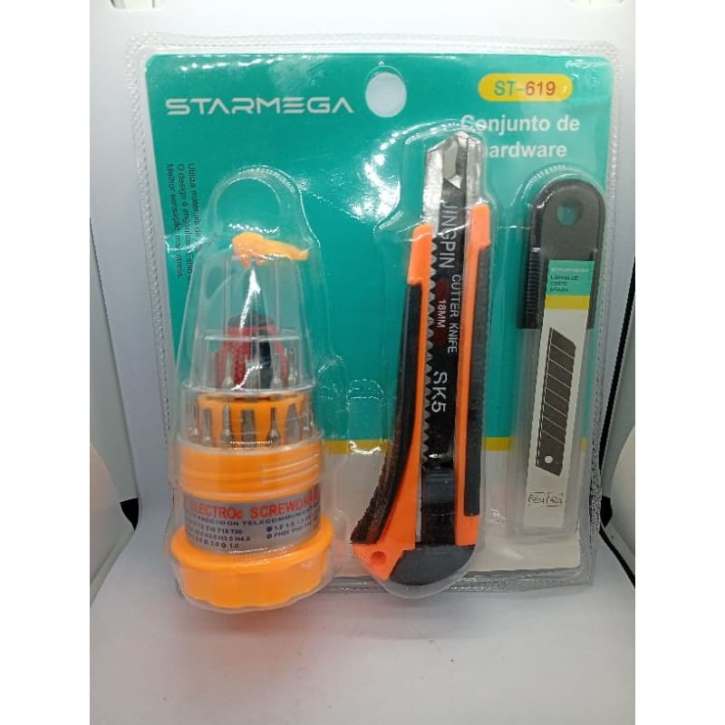 Kit chave multi pontas + estilete Starmega