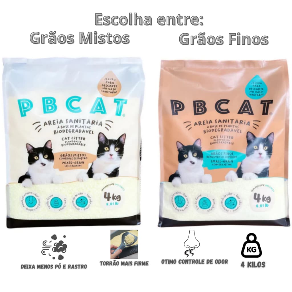 Areia para Gato Biodegradável Grãos Finos - PBCAT 4kg