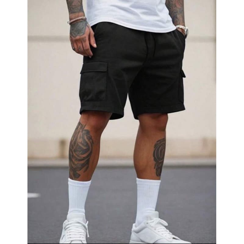 Bermuda Cargo Masculina Stretwear Sarja Bolsos Laterais - ENVIO RÁPIDO