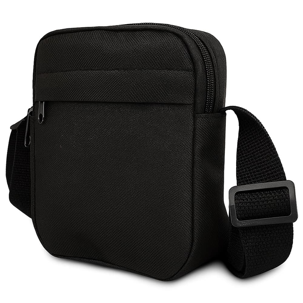 Shoulder Bag Pequena Preta Básica Lisa Com 2 Divisórias Alça Regulável Transversal