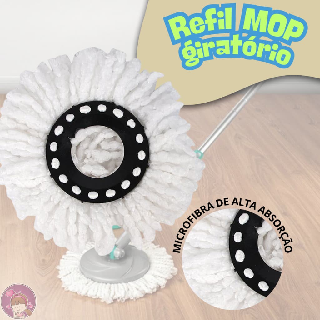 Refil para Mop Esfregão Giratório Microfibra 8 OU 13 Litros KITs Com 1/2/4 unidades