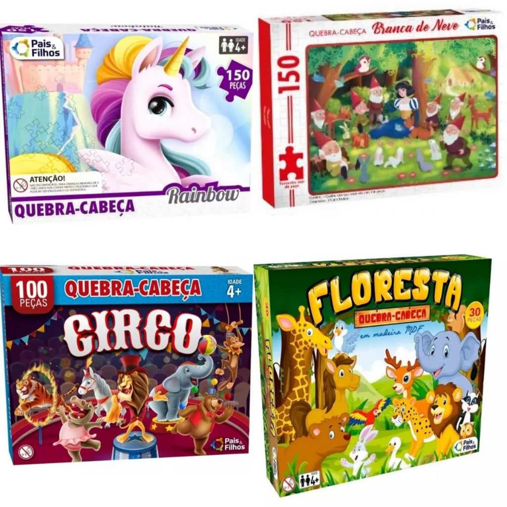 QUEBRA-CABEÇAS INFANTIL PEDAGÓGICO DIVERSOS MODELOS DIVERTIDOS  FLORESTA, ARCA DE NOÉ,  UNICÓRNIO / RAINBOW