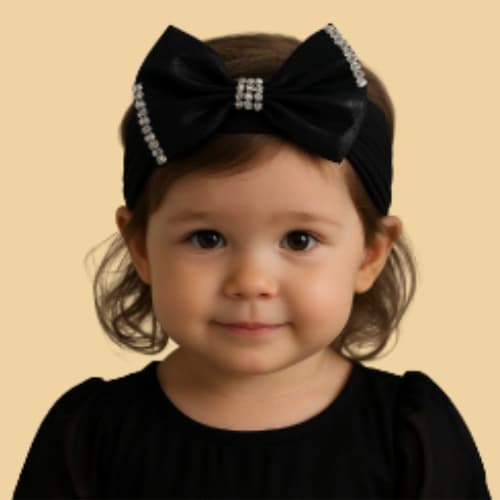 Laço Infantil de Cabelo com Strass – Elegante e Confortável