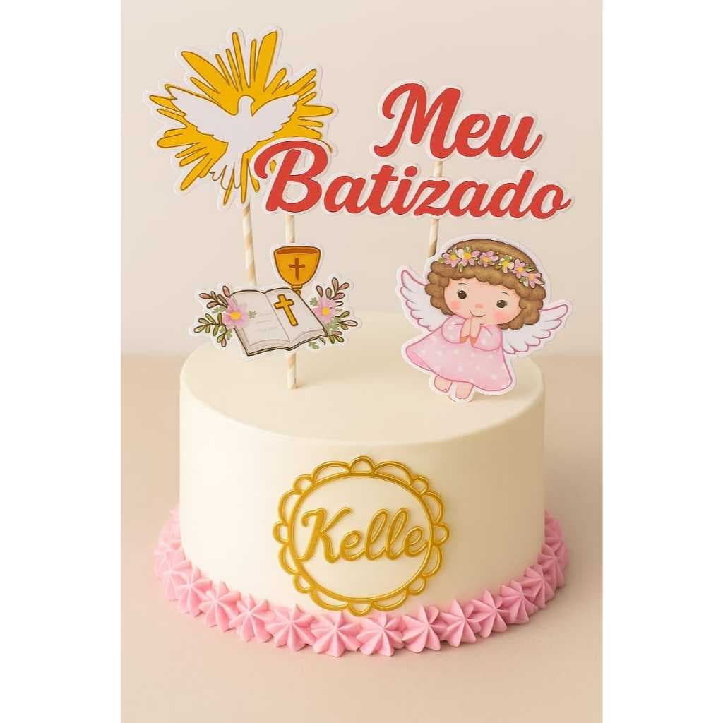 🏷️  Topo de Bolo “Meu Batizado” - delicado, personalizado  ideal para festa religiosa - pronto pra encantar.r.