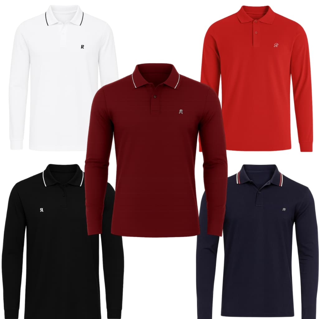 Kit 5 Camisetas Camisa Polo Masculina Bordada Algodão Camisas Casual Várias Cores Camiseta Gola Polo