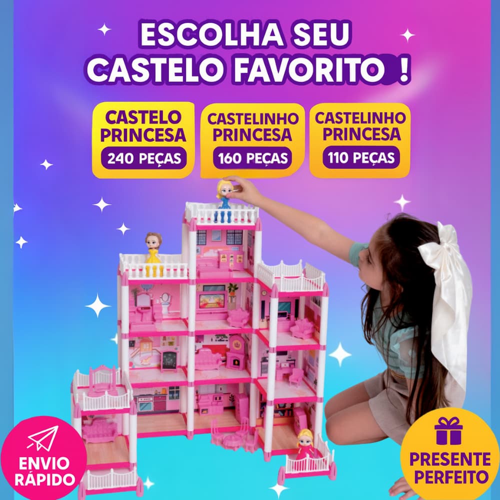 Casa Casinha de Boneca com Bonecas e Acessórios Princesas