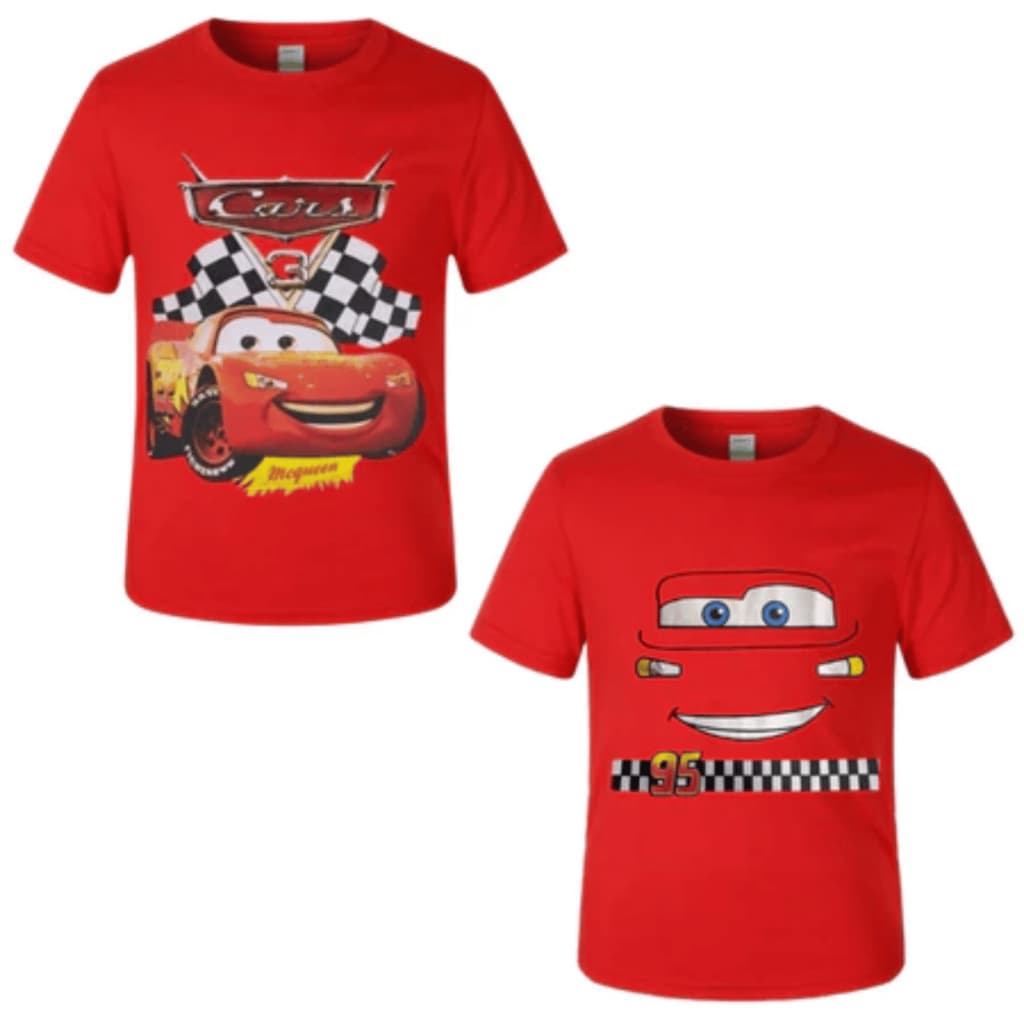 Camiseta infantil Macqueen Carros Fantasia Estampas Diversas Poliéster Tal Pai Tal Filho