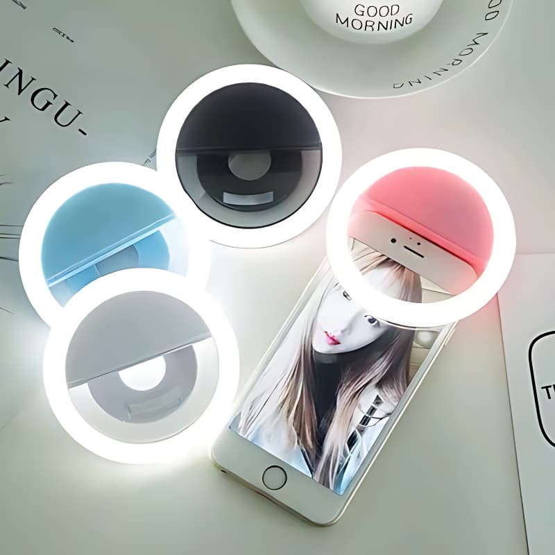 Ring Light Anel De Luz Recarregável RK12 Com Clipe Para Telefone , Selfie Transmissão Ao Vivo E Chamadas De Vídeo