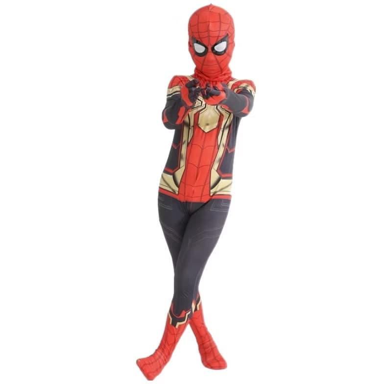 Fantasia Homem-Aranha Ferro Infantil Dourado com Máscara