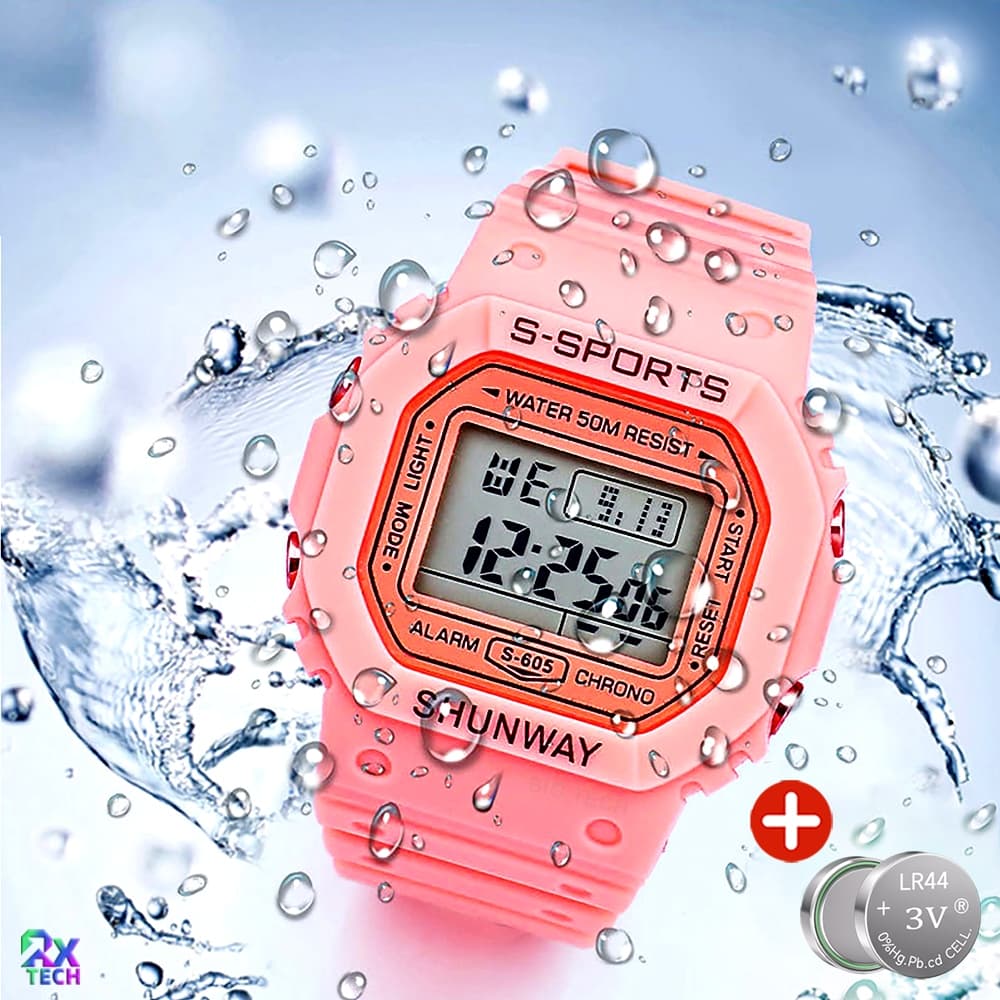 Relógio Femininos Digital Luxo Prova D água Lindos Eletrônico Esportivo Quadrado Luminoso Multifuncional S605