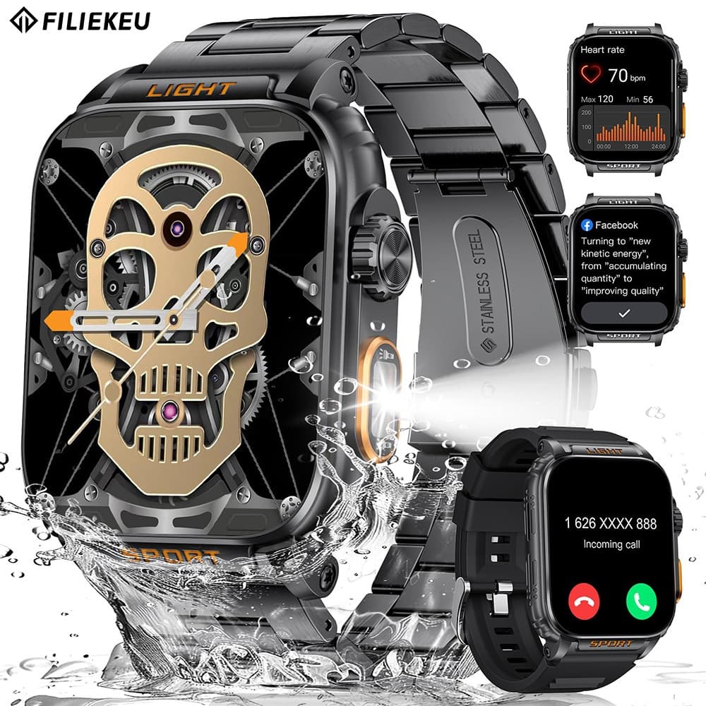 FILIEKEU Relógio Inteligente Lanterna Bluetooth Chamada À Prova D'água Esportes Smartwatch