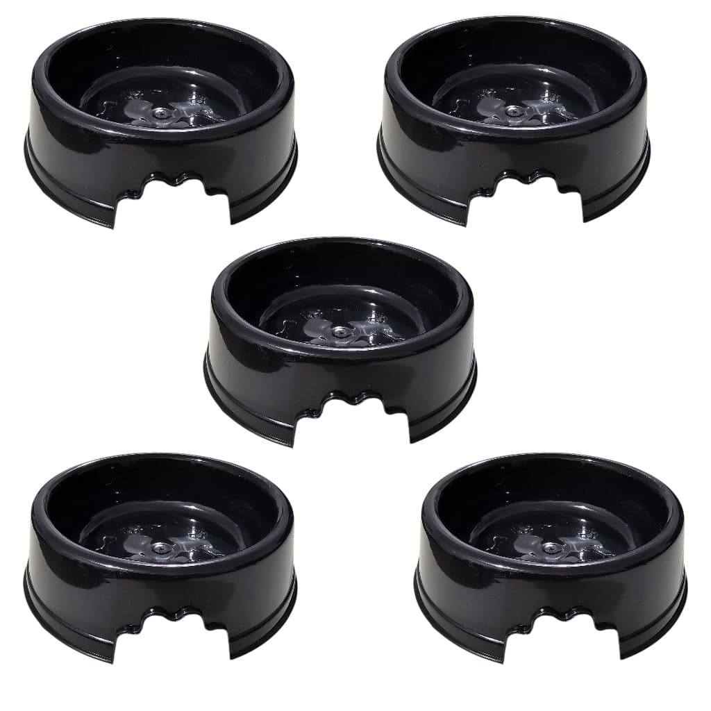 5 Comedouros Pote de Ração e Água Pequeno Para Cachorro e Gato 250ml (Preto)