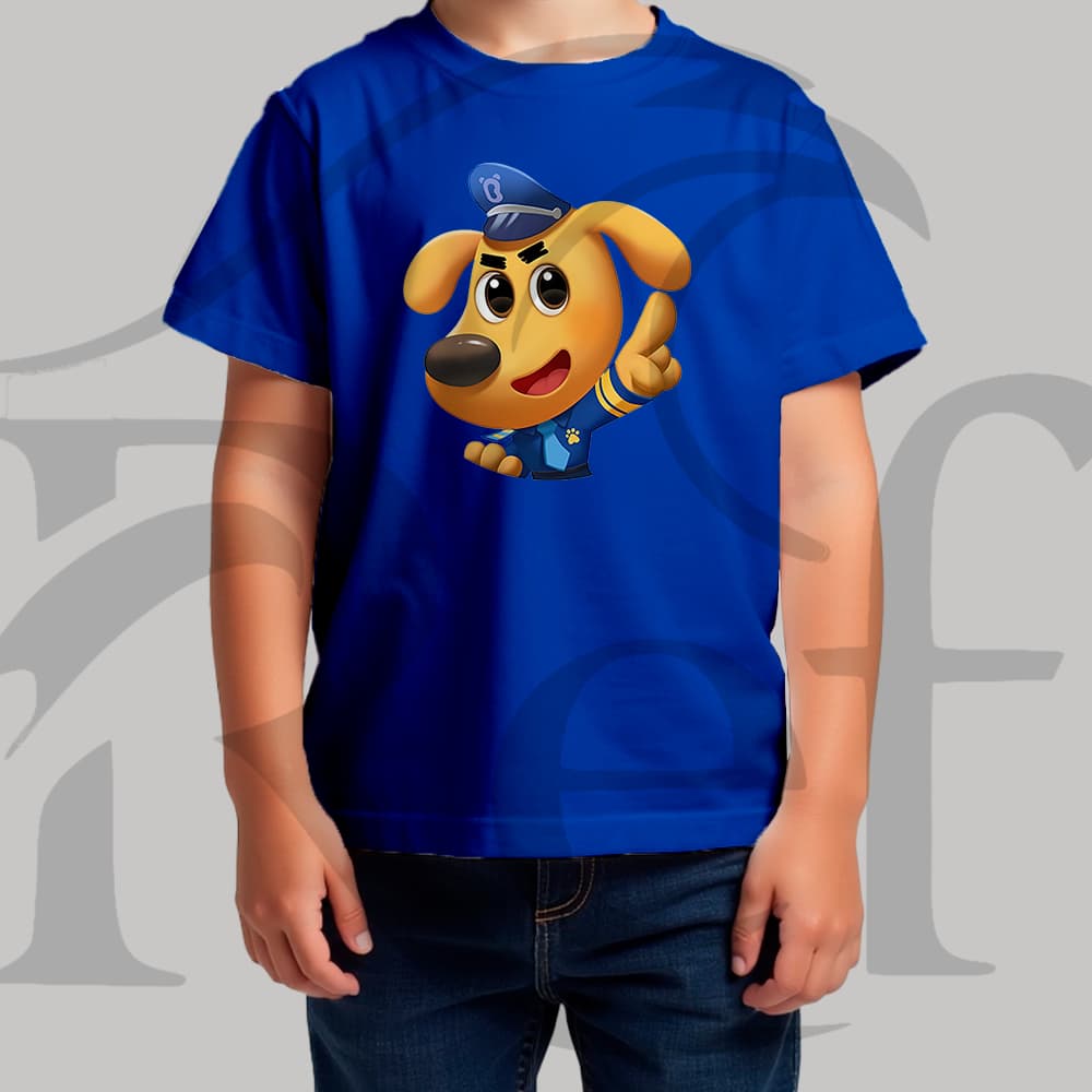 Camiseta Camisa Infantil Masculina Streetwear Detetive Labrador Malha Penteada Algodão Premium