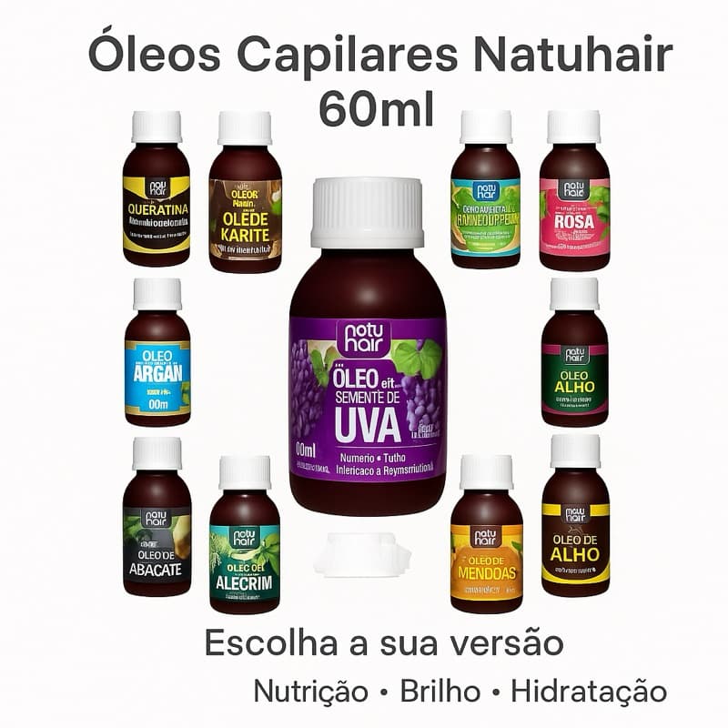 Óleo Capilar Natuhair Nutrição,Brilho. Hidratação e Fortalecimento 60ml