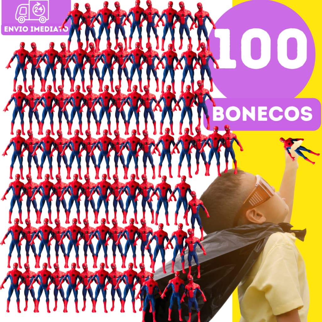Boneco Homem Aranha 100 Mini Bonecos Brinquedos Festas Eventos Dia das Crianças Natal Revenda Marvel