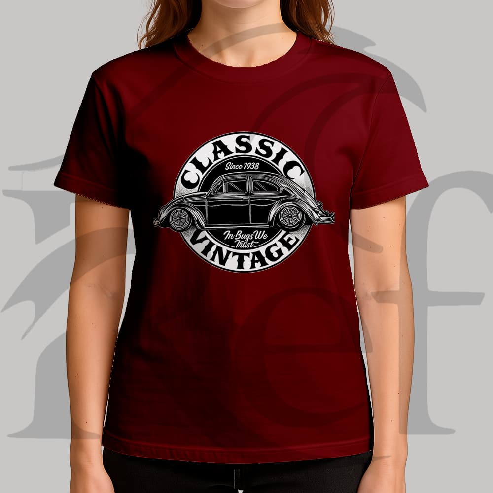 Camiseta Camisa Feminina Streetwear Fusca Classic Vintage Malha Penteada Algodão Premium