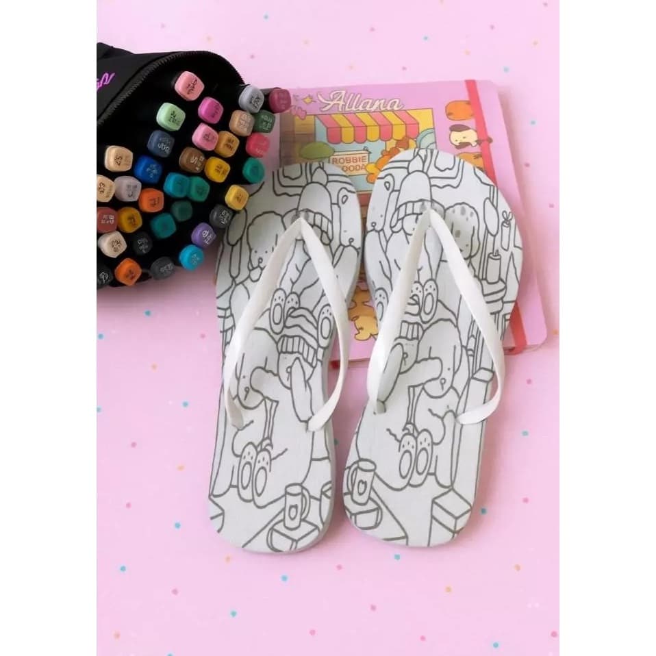 Chinelos personalizado para pintar, personagens desenhos