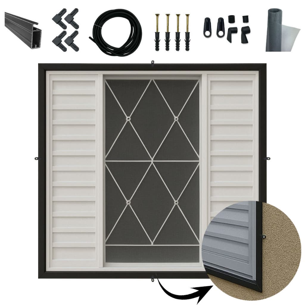 Kit Perfil Tela Mosquiteiro 0,60x0,60m Removível Preto + Acessórios Para Janela Anti Insetos