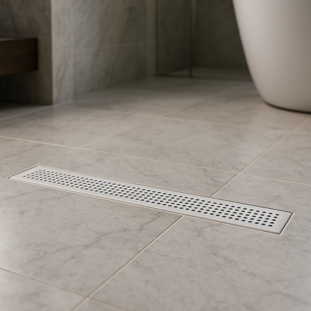 Ralo Linear Oculto Invisível 5cm com Grelha Inox Caixa Coletora Sifonada Banheiro 70cm 90cm Furado