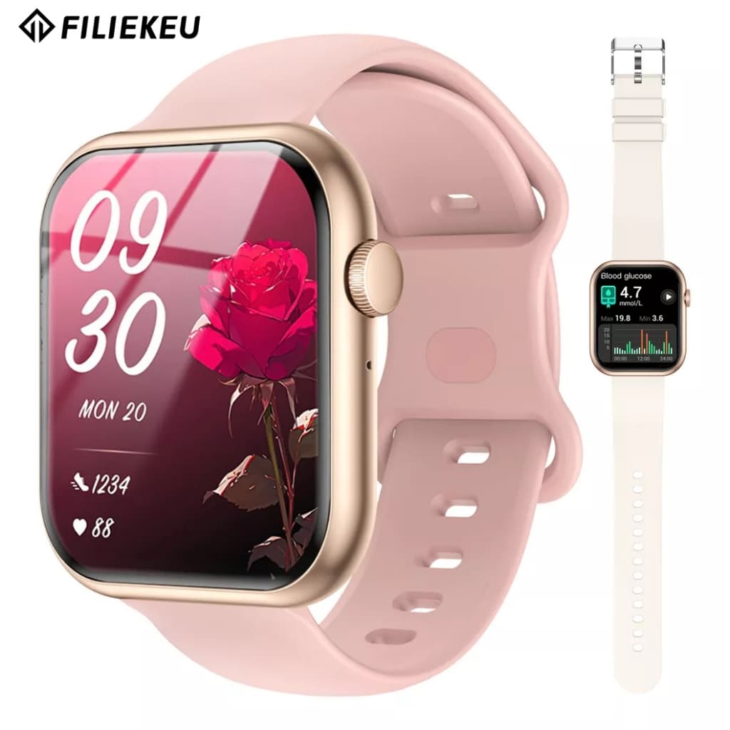 FILIEKEU Relogio Smartchwatch Monitoramento Glicemia Chamada Bluetooth Esportes Relógio Inteligente
