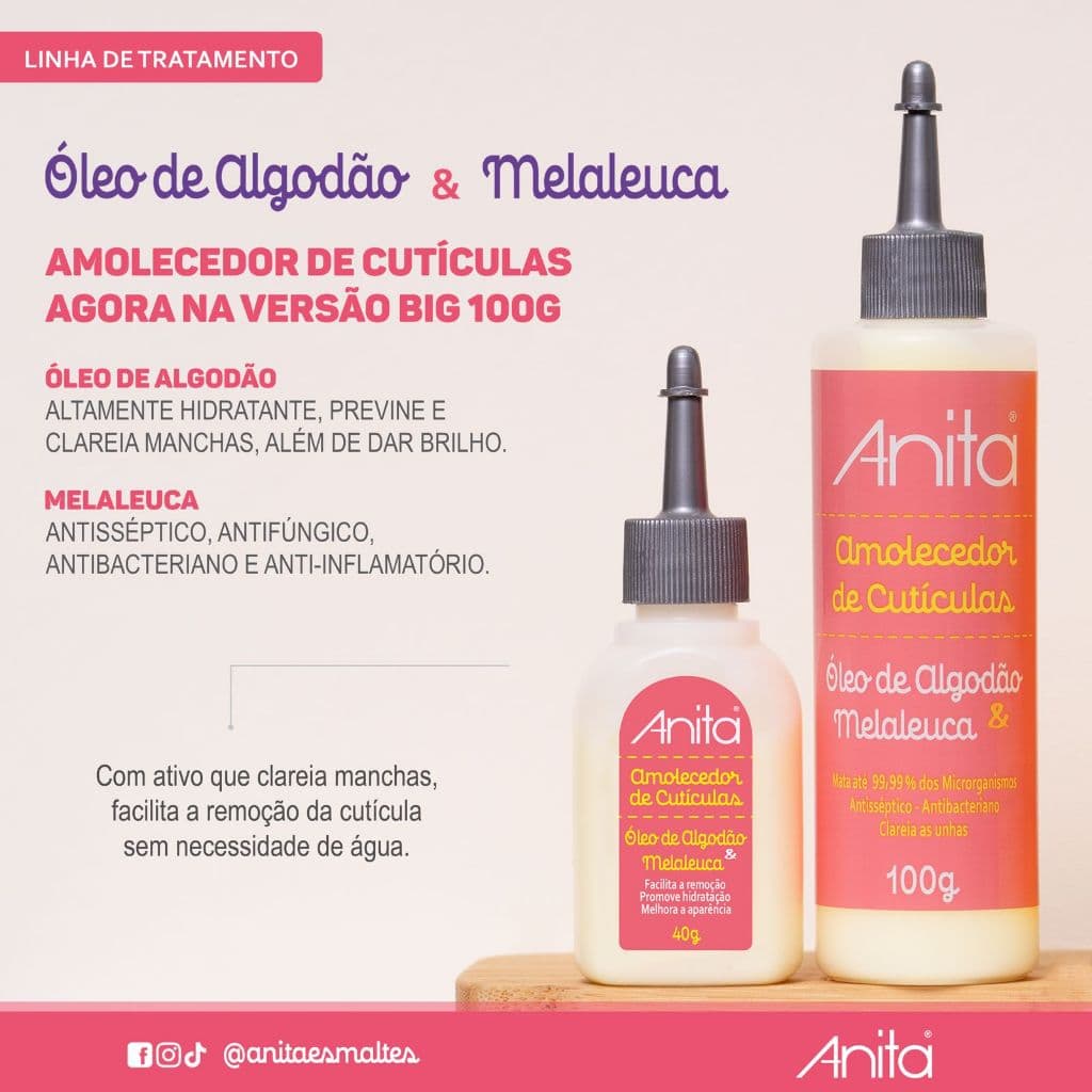 Amolecedor de Cutículas Óleo de Algodão e Melaleuca 100ml