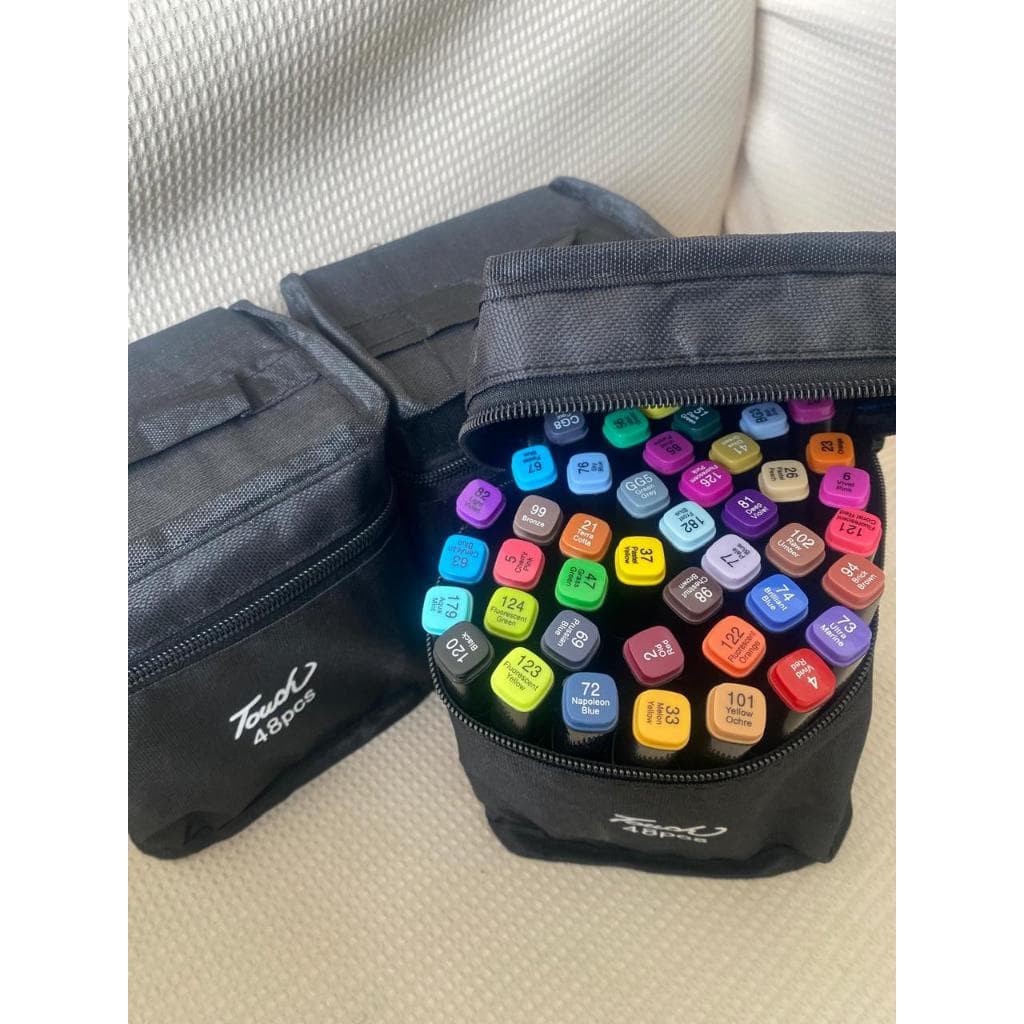 Kit Canetinhas Marcadora de Cabeça Dupla Estojo Bolsa Caneta