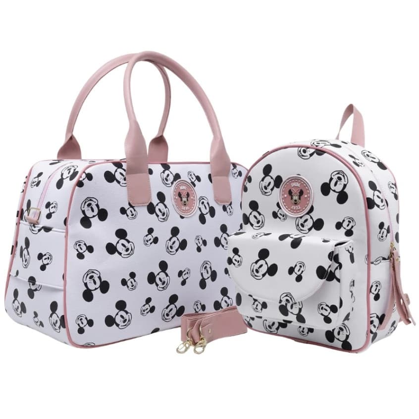 Kit Bolsa de Bebê 2 Peças Mala Maternidade e Mochila Personagens Menina e Menino Creche Escola