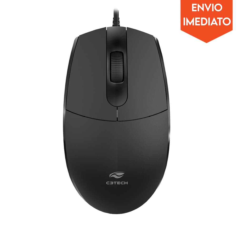 Mouse USB Óptico Preto Alta Qualidade 1200 DPI p/ Notebook Computador - C3 Tech MS-29BK