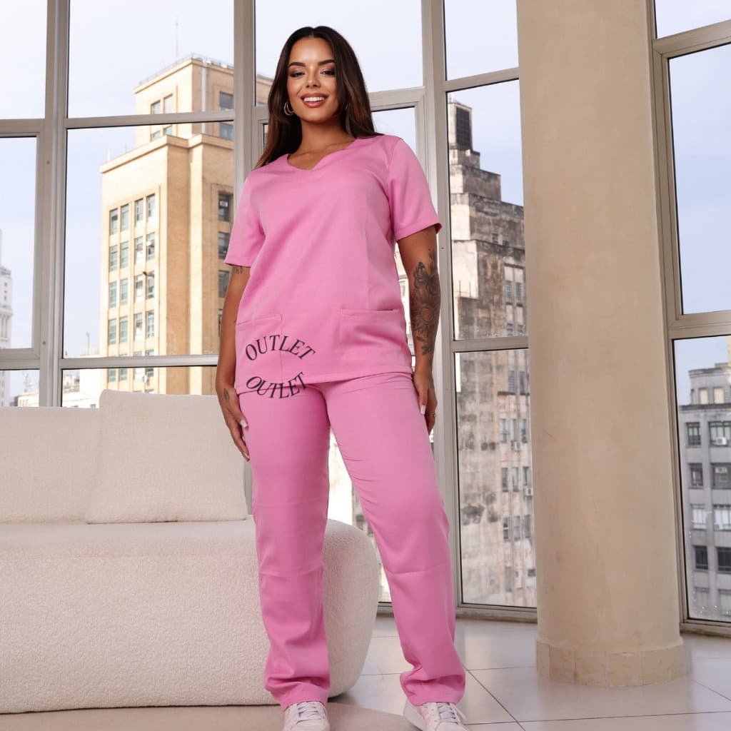Conjunto Pijama Cirúrgico Plus Size Scrub Enfermagem Uniforme Hospitalar Enfermeira Várias Cores Ph