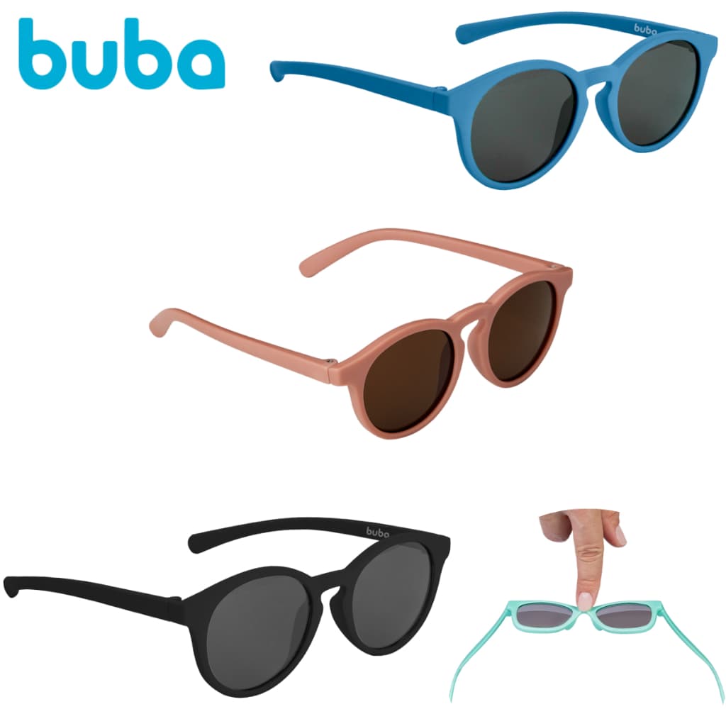 Óculos de Sol Infantil Buba com Estojo Original Tamanho 3 A 5 Anos Armação Flexível Proteção UVA UVB