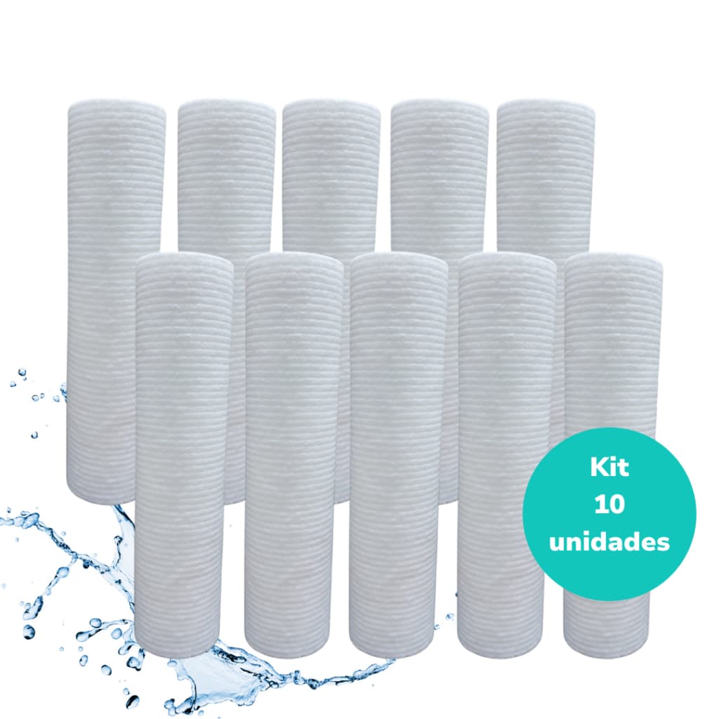 KIT 10 unidades Refil Para Filtro De Caixa D' Água, Cavalete, filtro de entrada Polipropileno 9 3/4 -  5 micra