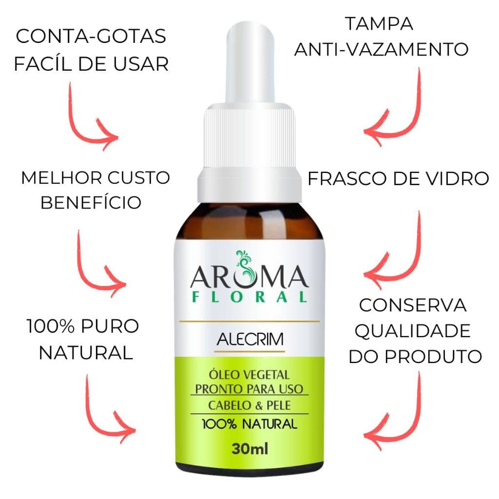 Óleo Vegetal de Alecrim Capilar e Face 100% Puro e Natural