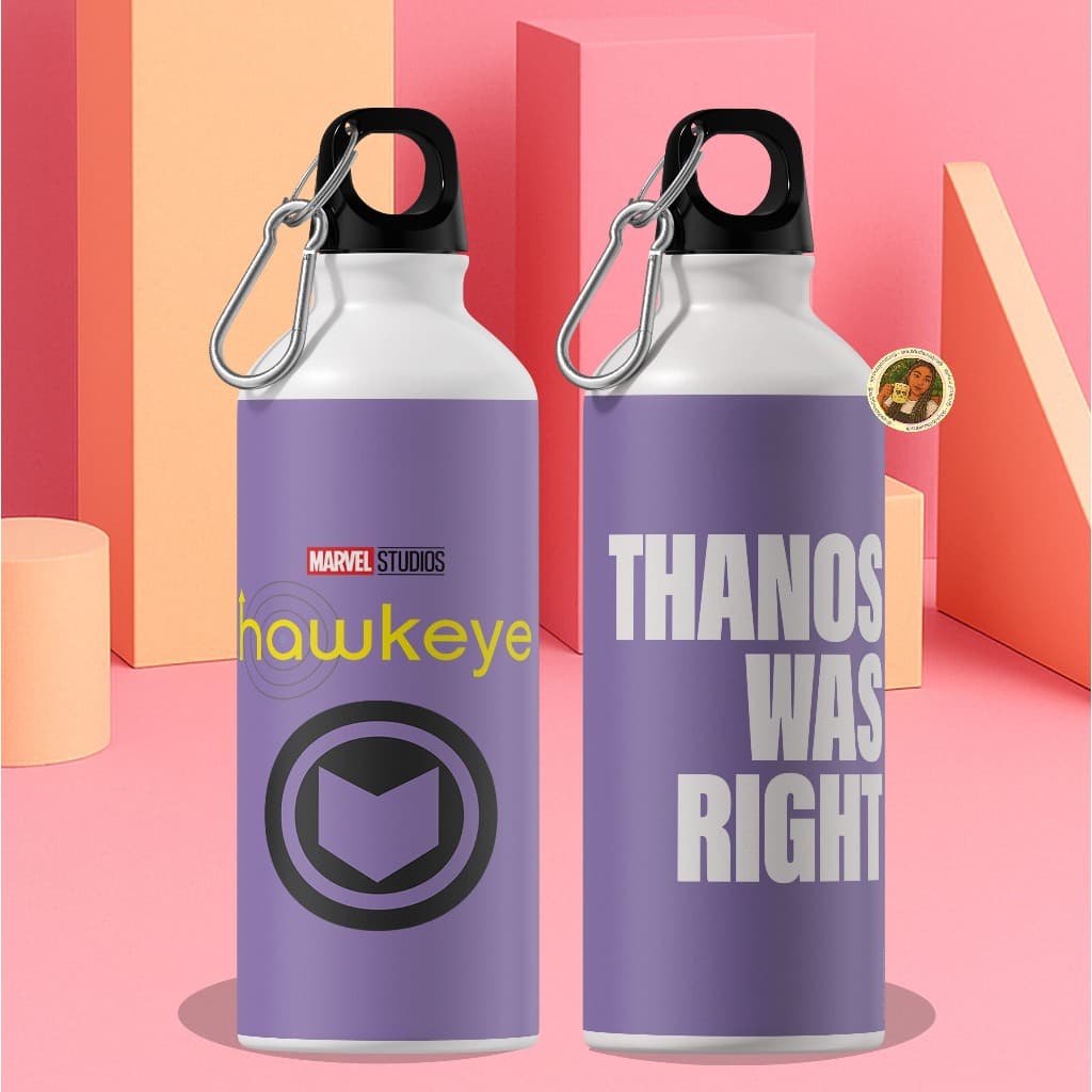 Garrafa Marvel Thanos Tinha Razão Gavião Arqueiro – Garrafa Personalizada Geek 600ml
