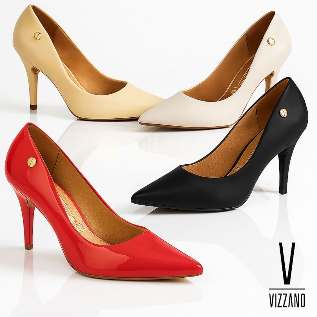 Scarpin Vizzano Original Salto 9 Centímetros Bico Fino Fashion Pelica Sandalia Conforto Lancamento