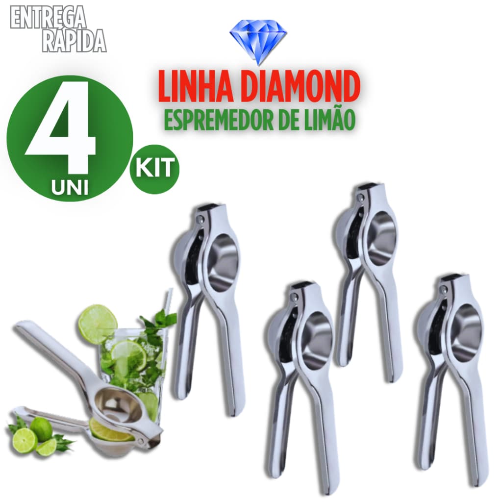 Kit 4 Espremedor Manual p/ Limão e Laranja Suco Natural Caipirinhas Cozinha Rápida Bares Lanchonete
