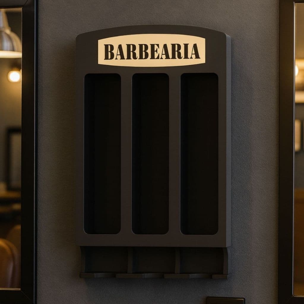 Suporte para 30 Pomadas em MDF com Decoração em Acrílico Barbearia