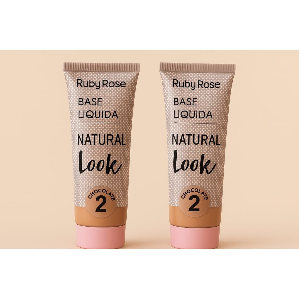 KIT 2 PEÇAS - Base Líquida Natural Look - Ruby Rose 29ML CHOC TON 2