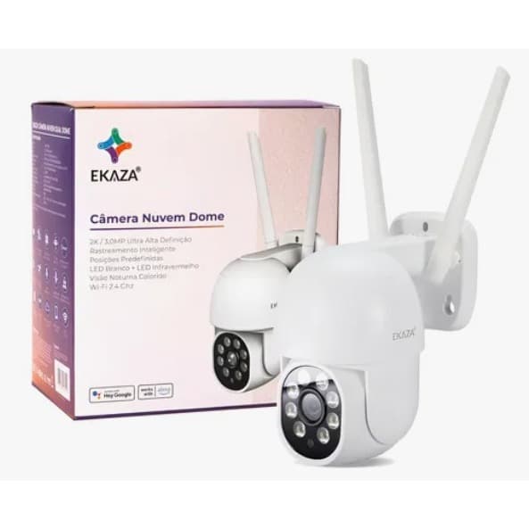 Câmera Inteligente EKAZA Dome Hd Wifi Externa Prova D'água Infravermelho com Alexa - ORIGINAL