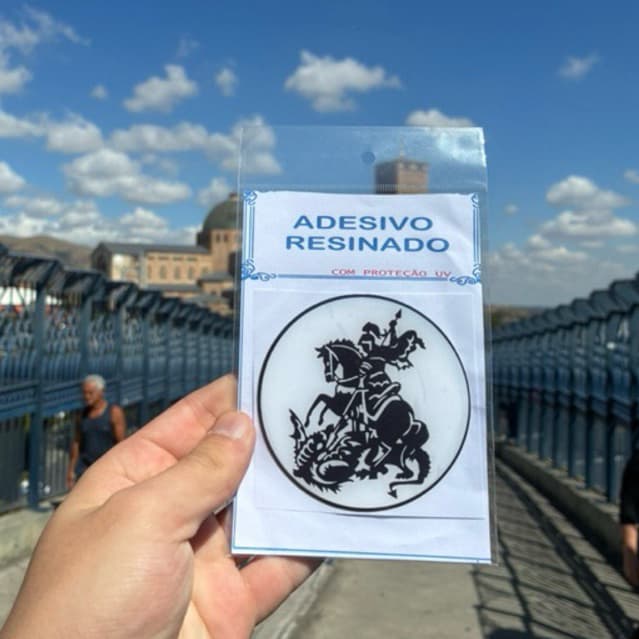 Adesivo São Jorge Alto Relevo Resinado Flexível Para Carros Motos Portas Atacado