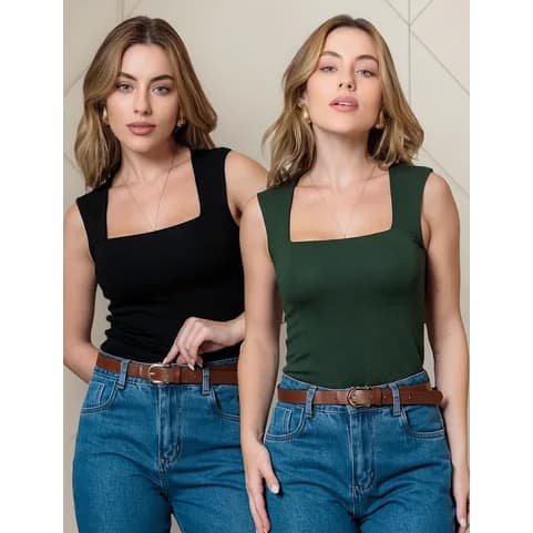 Blusa Regata Feminina Inspiração Regatinha Tecido Suplex com Forro Duplo Premium Casual Sem Bojo