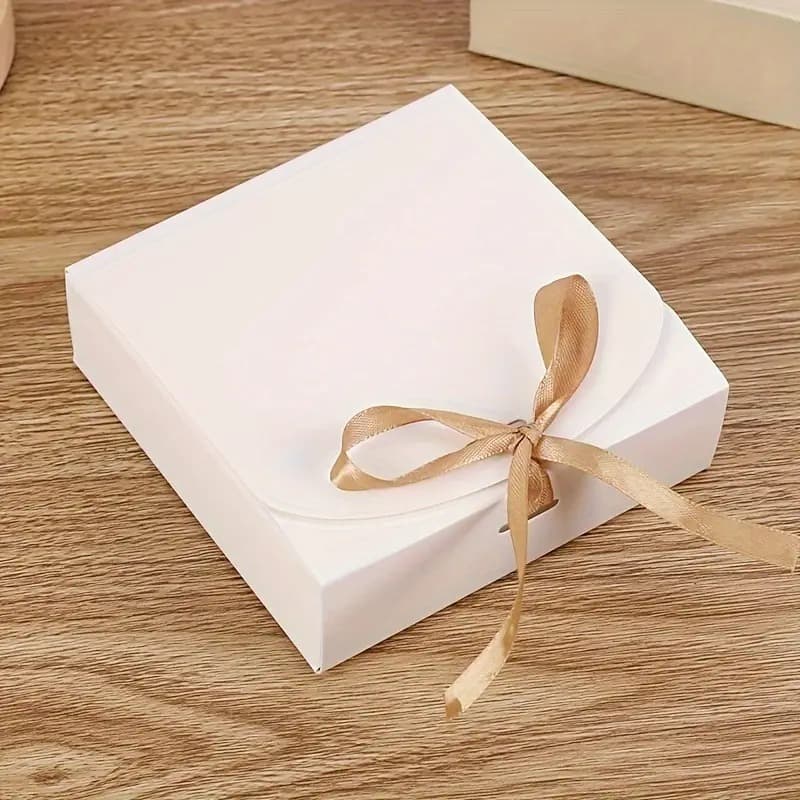 20 Caixas de Presente Decorativas com Tampas e fita Multipropósito para Joias TAM 8x8x4 cm branca