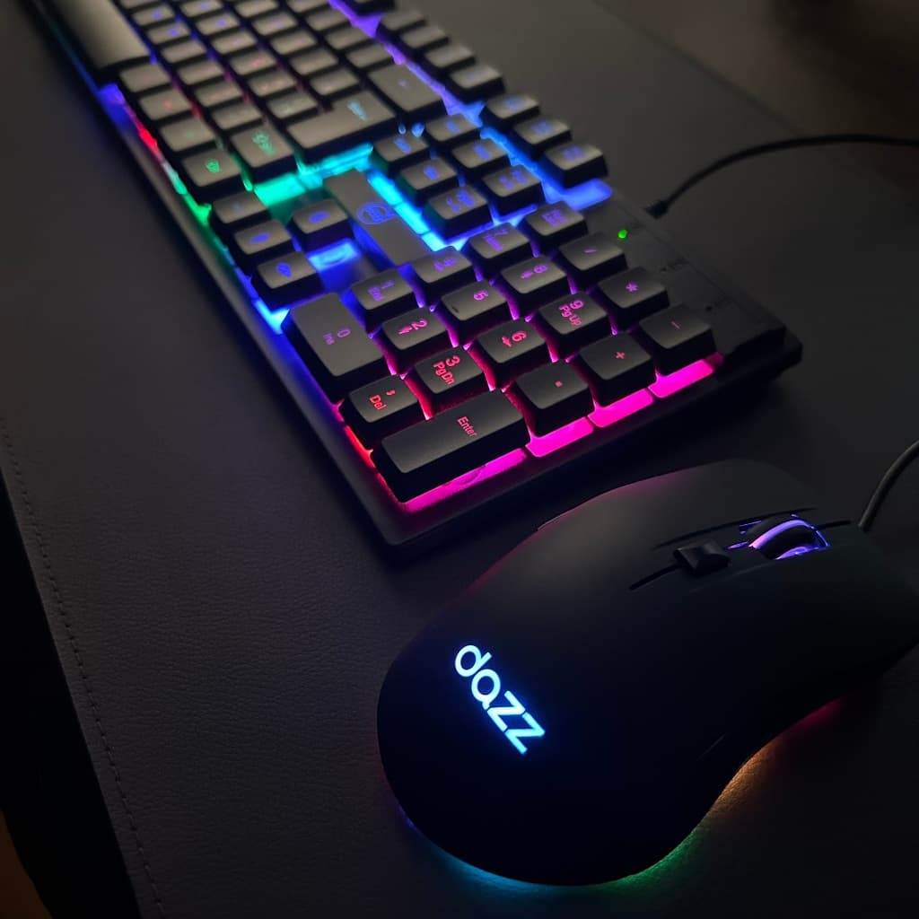 Kit Teclado Mouse Gamer RGB Membrana Anti-ghosting Resistente Ergonômico Compacto Full-size Com Fio