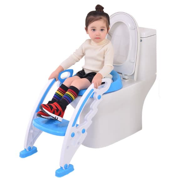Assento Redutor de Vaso Sanitário com Escada Infantil Escadinha de Treinamento Dobravel Bebe Azul