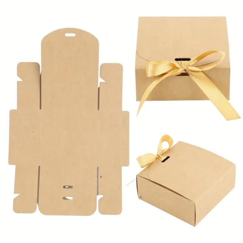 20 Caixas de Presente Decorativas com Tampas e fita Multipropósito para Joias TAM 8x8x4 cm kraft