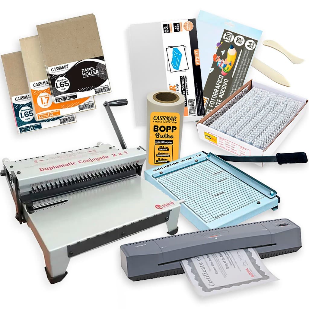 Kit Encadernadora Wire-o 2x1 + Plastificadora 110v E Insumos