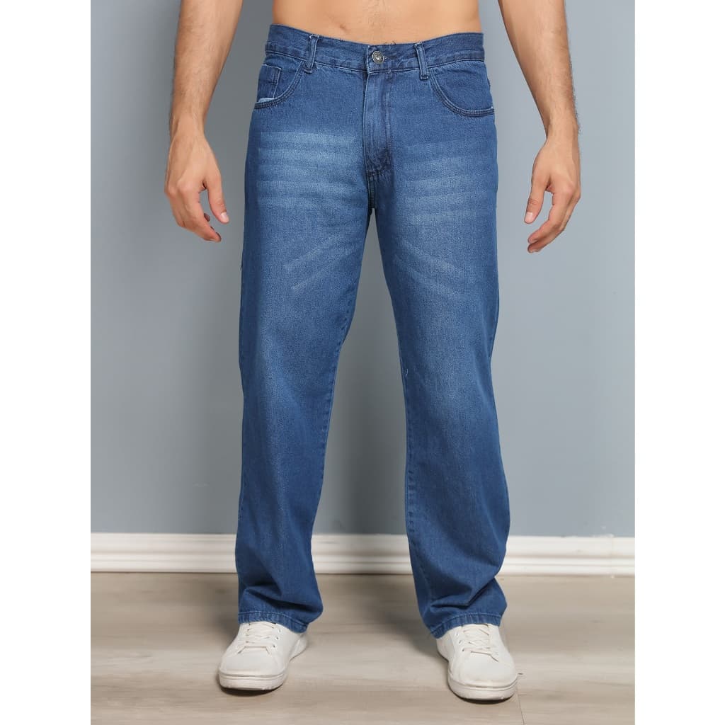 y.l Calça jeans balão big 100% algodão perna larga